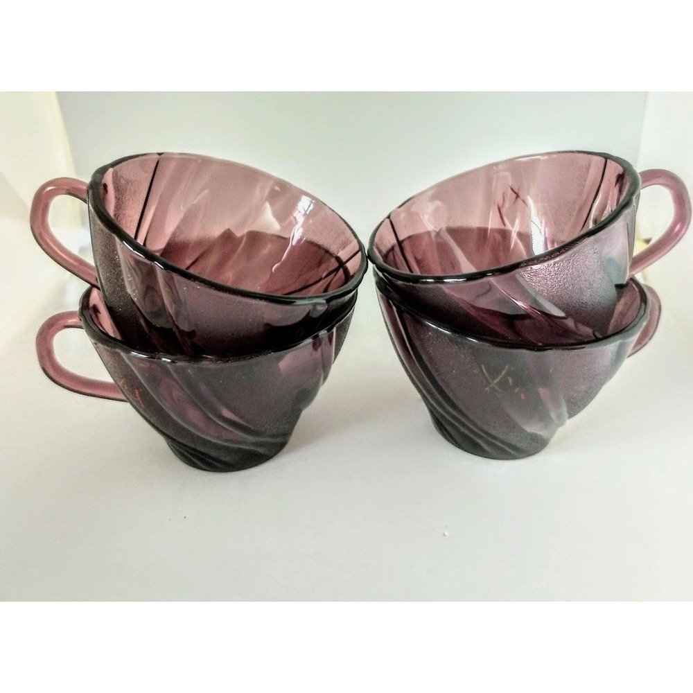 Set of 10 Vintage Duralex Rivage Amethyst Glass Excellent Condition France